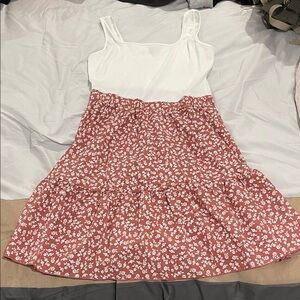 White and Red Floral Dress